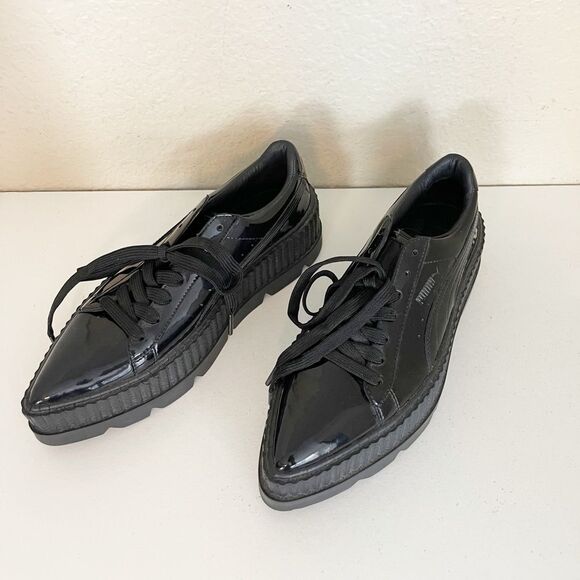 Puma x Fenty By Rihanna Women’s black Patent Leather pointed toe Creeper loafers - Picture 5 of 17